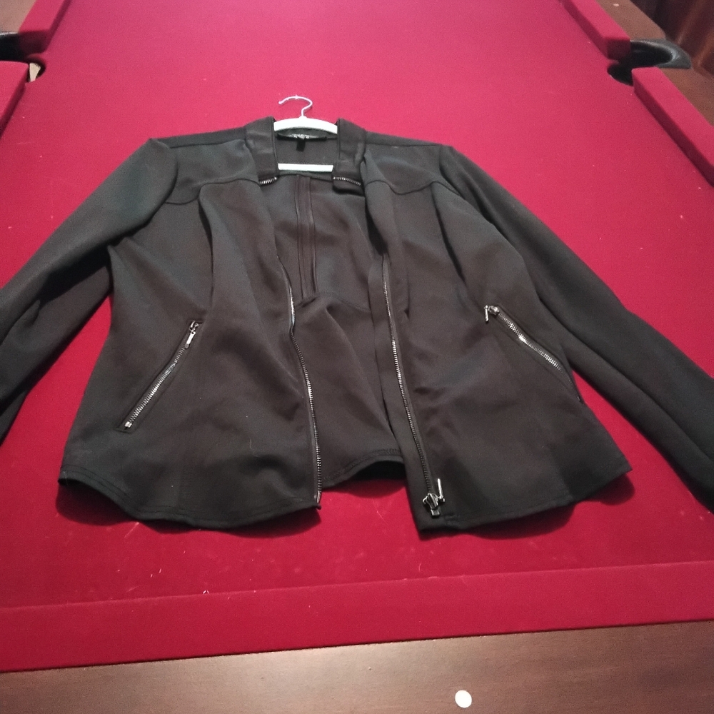 White House Black Market Black Blazer with Zipper Details